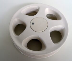 Achterwiel 10'' links compleet wit met remtrommel, Trophy