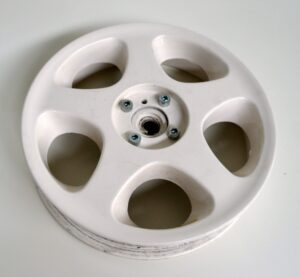 Achterwiel 10'' links compleet wit standaard, Trophy