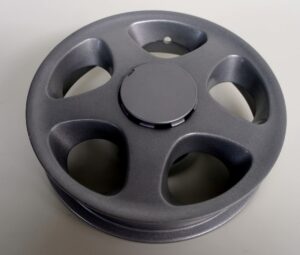 Achterwiel 10'' links compleet grijs met remtrommel, Trophy